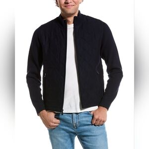 Amicale Cashmere Woven Diamond Quilt Wool & Cashmere-Blend Jacket Navy RETAIL595